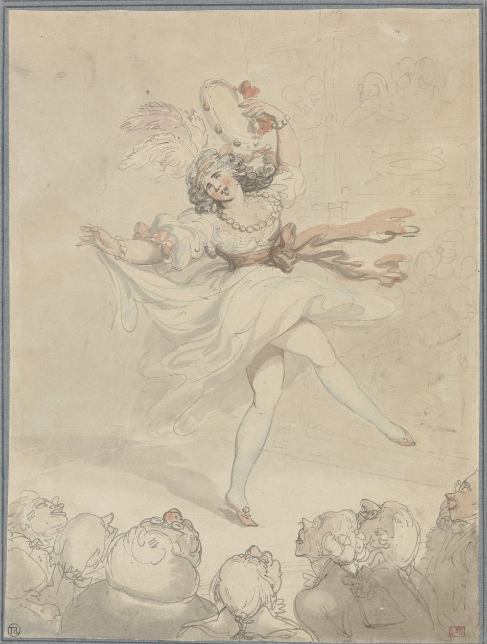 Kvindelig danser med en tamburin af Thomas Rowlandson
