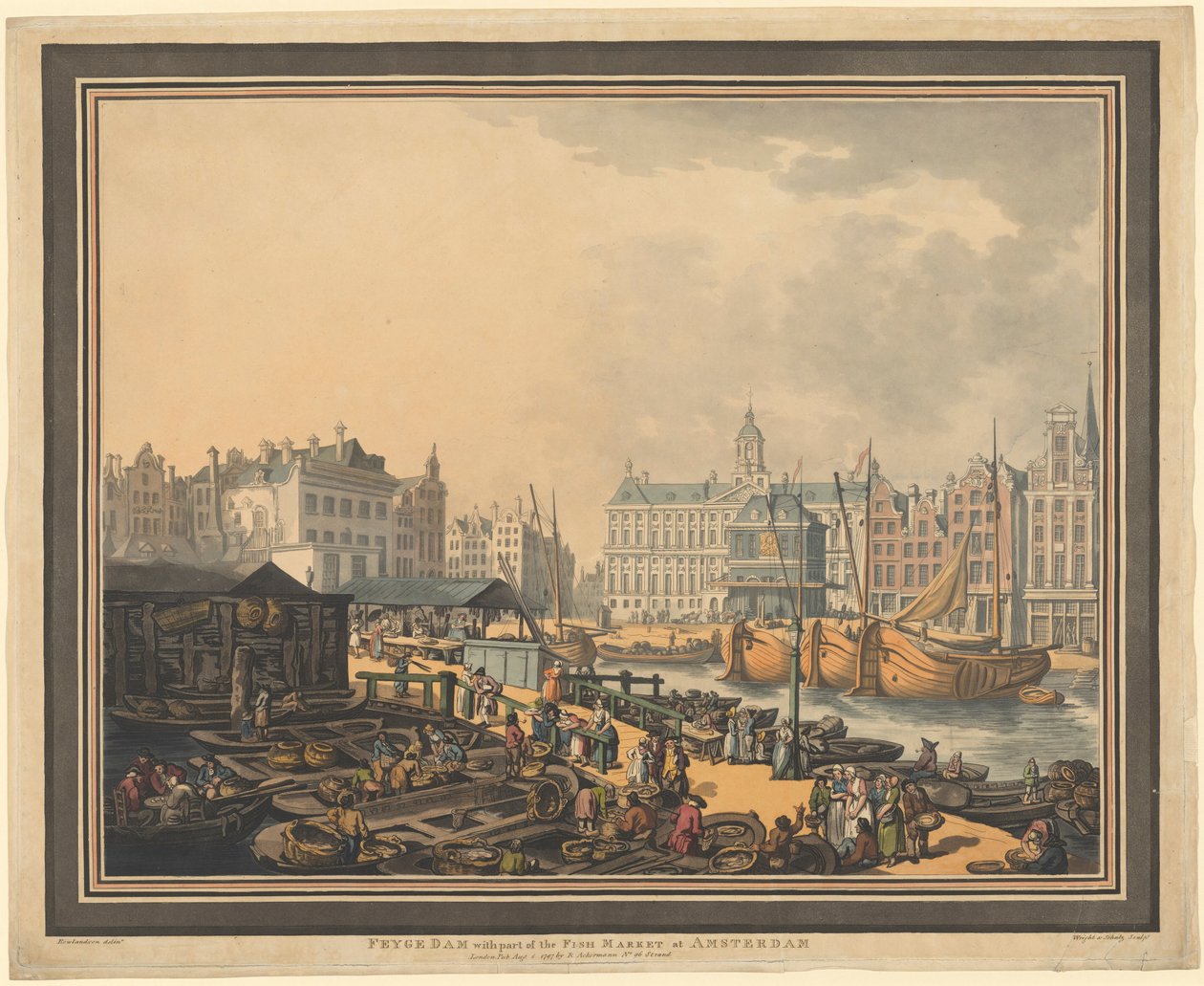 Feyge Dam, med en del af fiskemarkedet i Amsterdam af Thomas Rowlandson