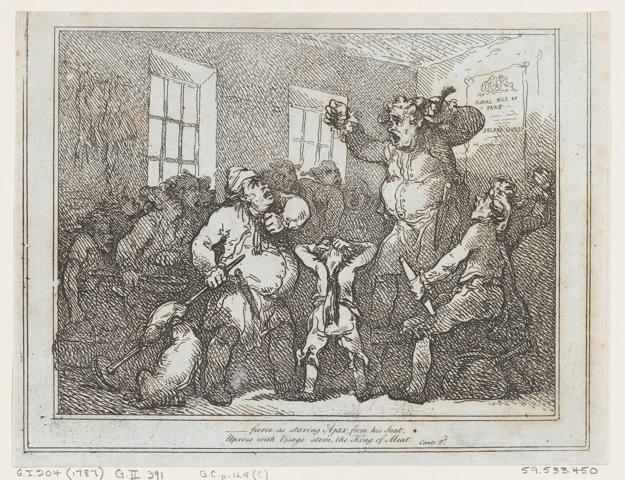 Man ser lige så vild ud som Ajax, når man sidder her... af Thomas Rowlandson