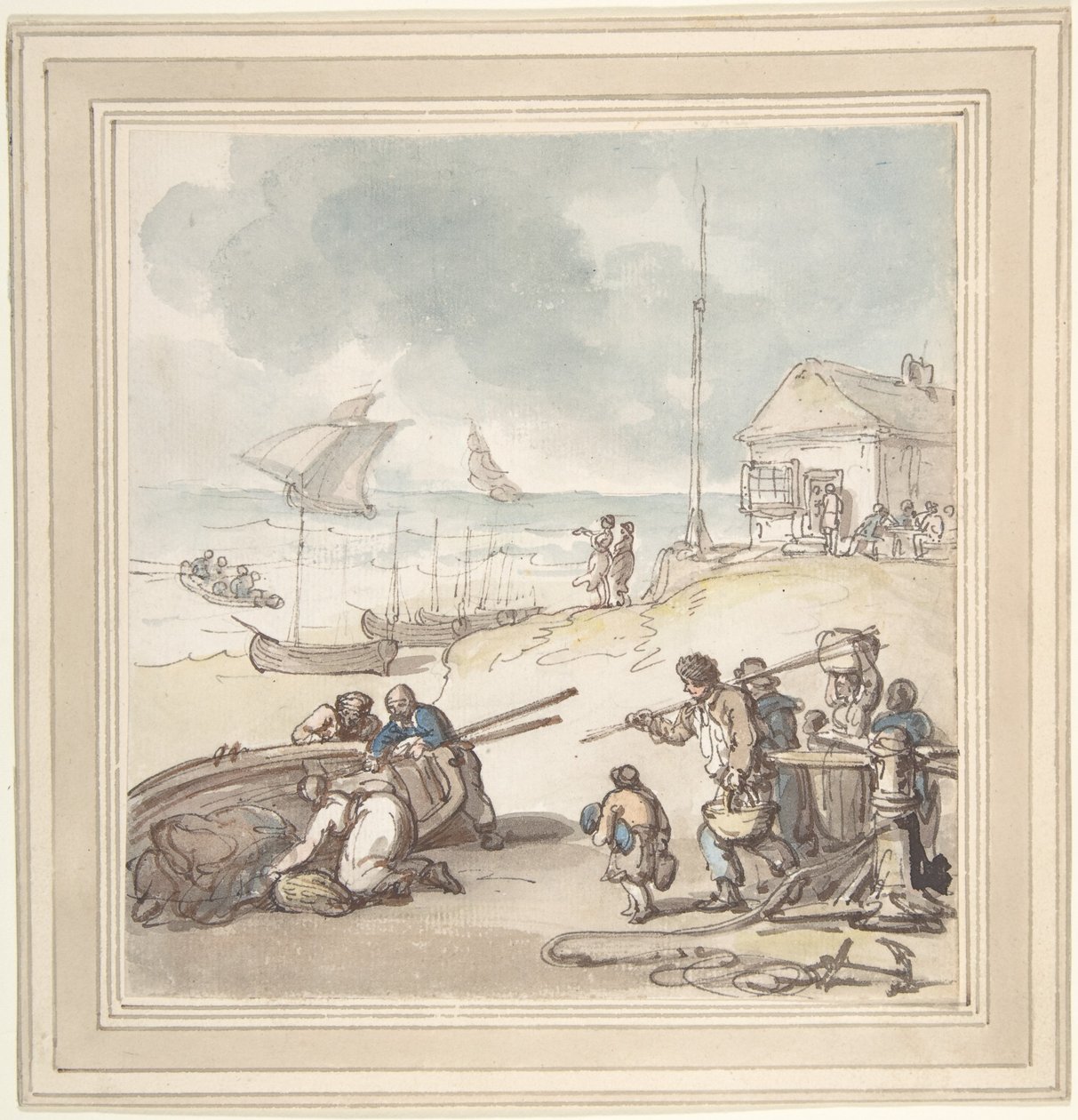 Figurer ved strandkanten af Thomas Rowlandson