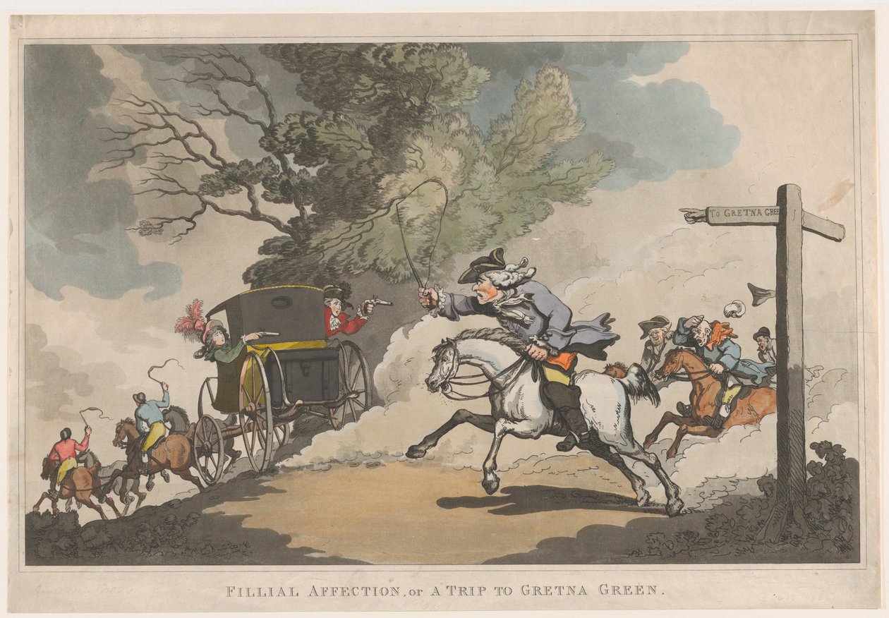 Filial Affection, or a Trip to Gretna Green, 15. december 1785., 15. december 1785. af Thomas Rowlandson