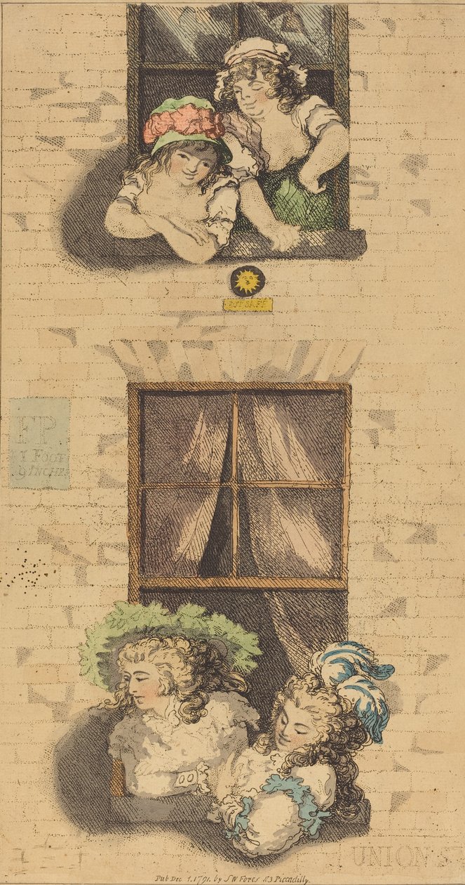 Første og anden sal, udgivet 1791. af Thomas Rowlandson