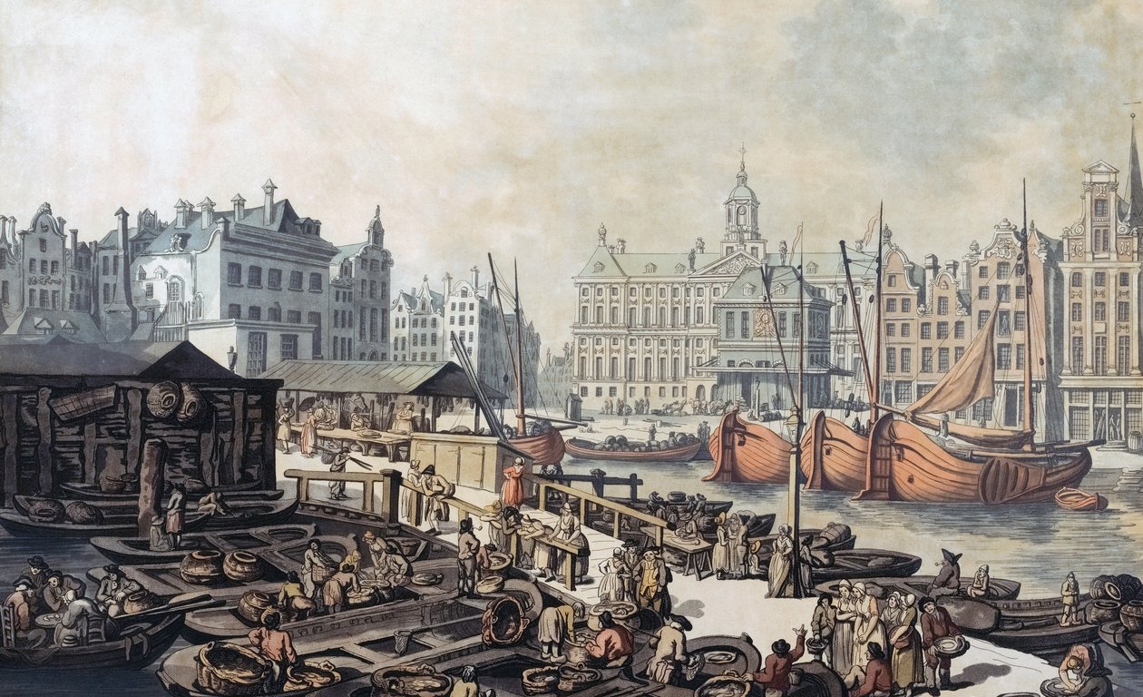 Fiskemarked, Dam-pladsen, Amsterdam, Holland af Thomas Rowlandson