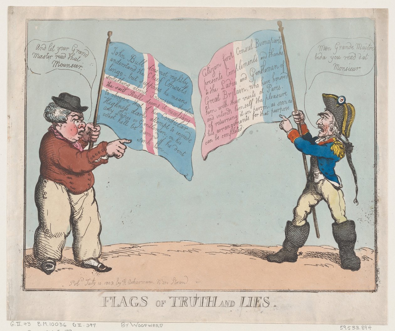 Sandhedens og Løgnens Flag, 10. juli 1803., 10. juli 1803. af Thomas Rowlandson