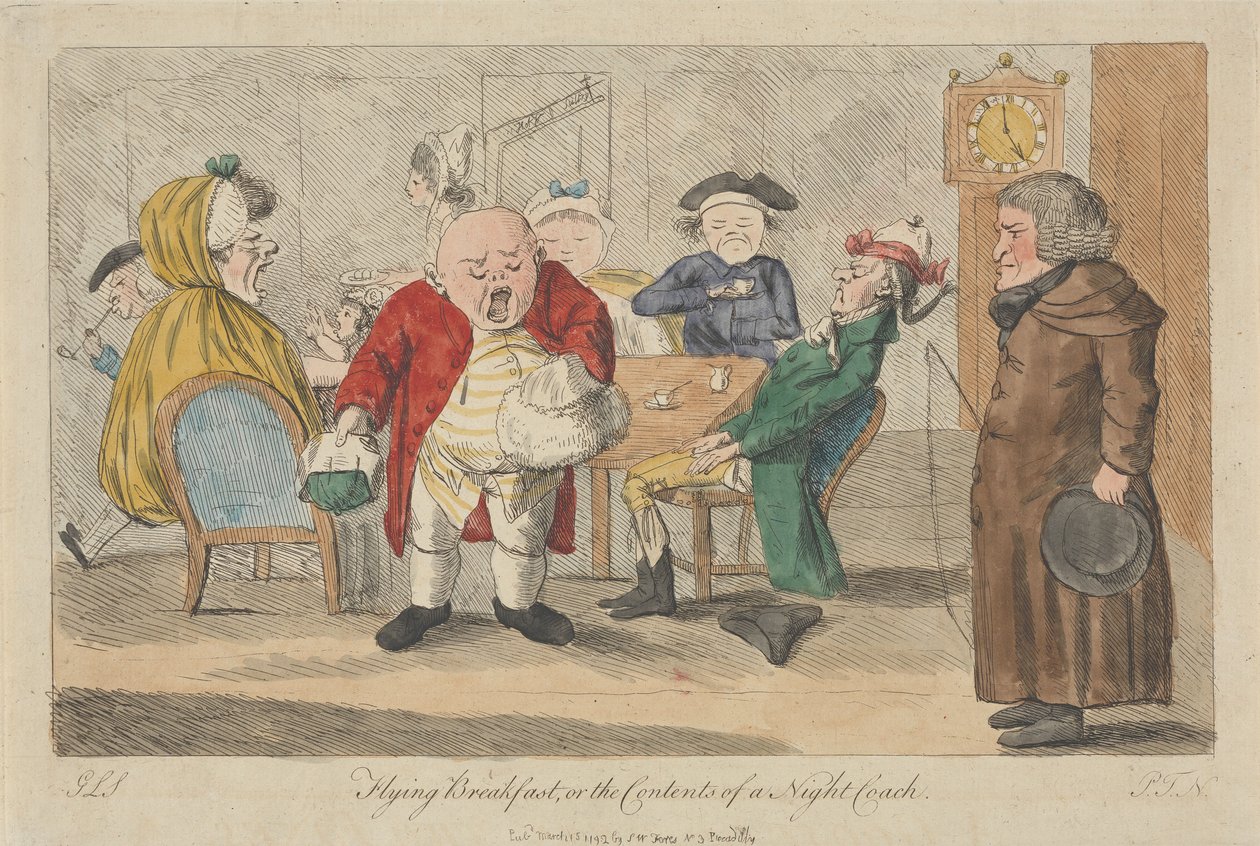Morgenmad i luften, eller hvad der findes i en natbus af Thomas Rowlandson