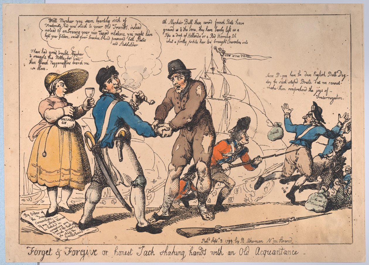 Forget & Forgive, or Honest Jack Shaking Hands with and Old Acquaintance, Se..., 3. september 1799 af Thomas Rowlandson