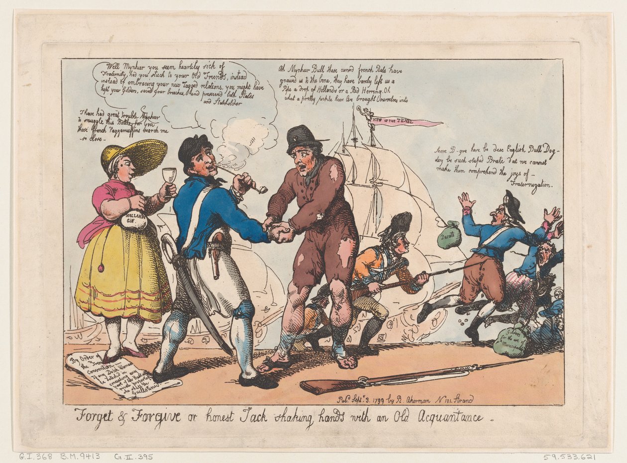 Forget & Forgive, or Honest Jack Shaking Hands with and Old Acquaintance, Se..., 3. september 1799 af Thomas Rowlandson