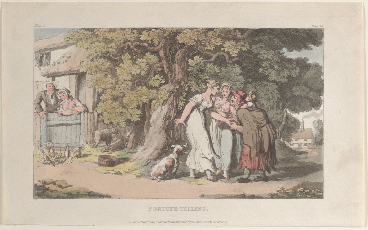 Fortune-telling, fra The Vicar of Wakefield, 1. maj 1817., 1. maj 1817. af Thomas Rowlandson