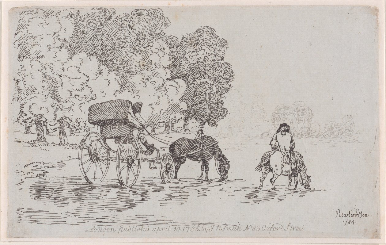 Firehjulede liggestol af Thomas Rowlandson