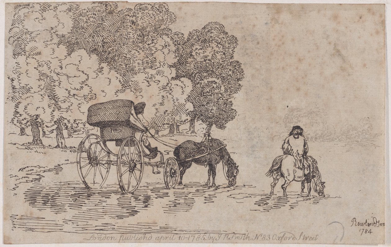 Firehjuls chaiselong, 10. april 1785., 10. april 1785. af Thomas Rowlandson