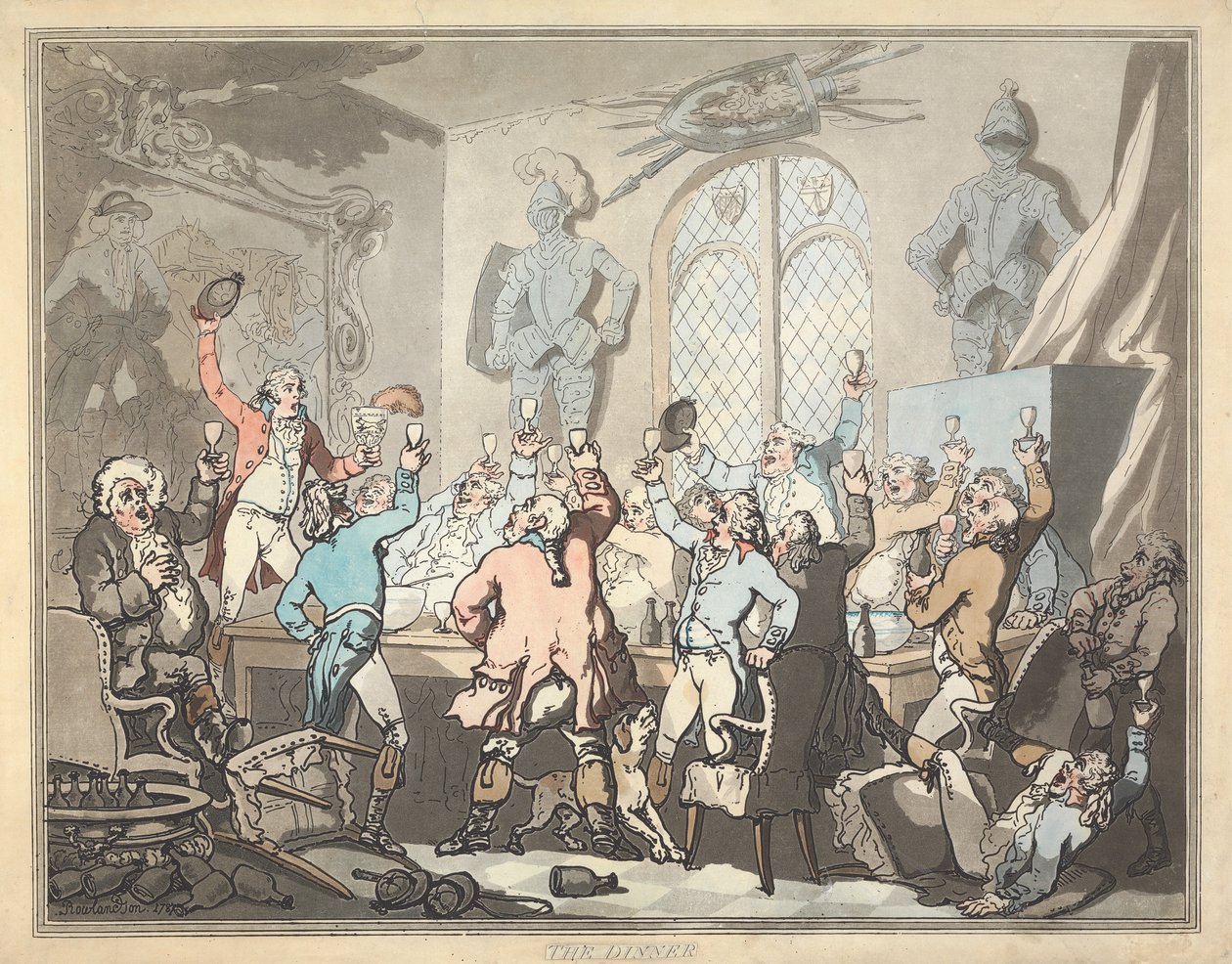 Rævejagt [serie på seks]:  6.  Middagen af Thomas Rowlandson