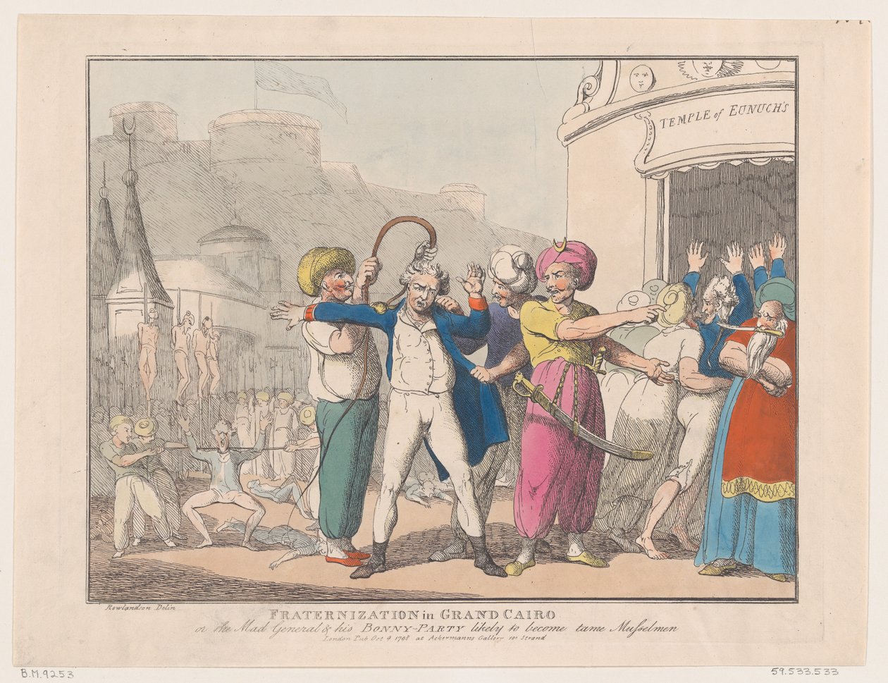 Forbrødring i Grand Cairo, eller The Mad General & his Bonny Party Sandsynligvis ..., 9. oktober 1798. af Thomas Rowlandson