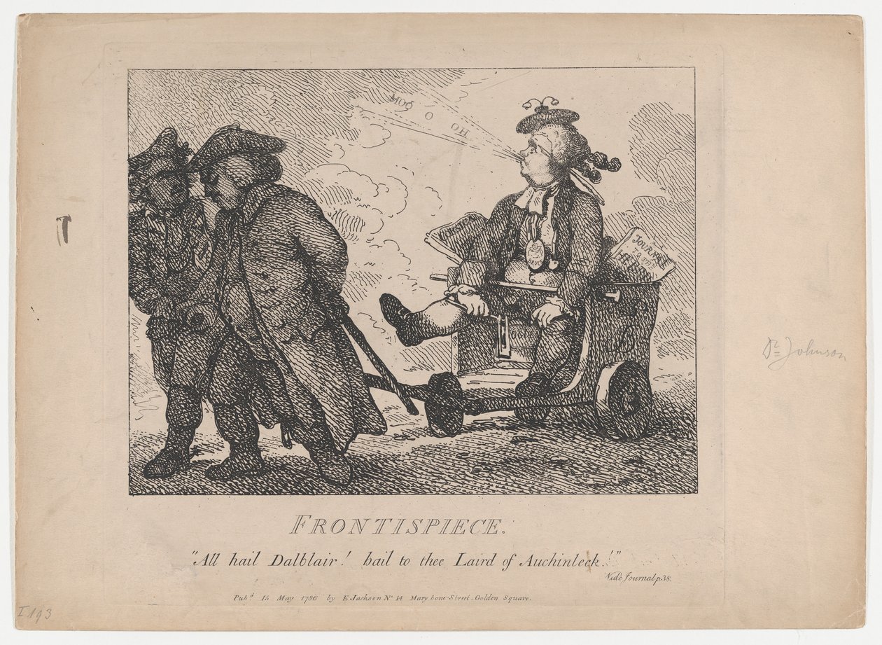Frontispice Picturesque Beauties of Boswell, Part the First, 15. maj 1786., 15. maj 1786. af Thomas Rowlandson