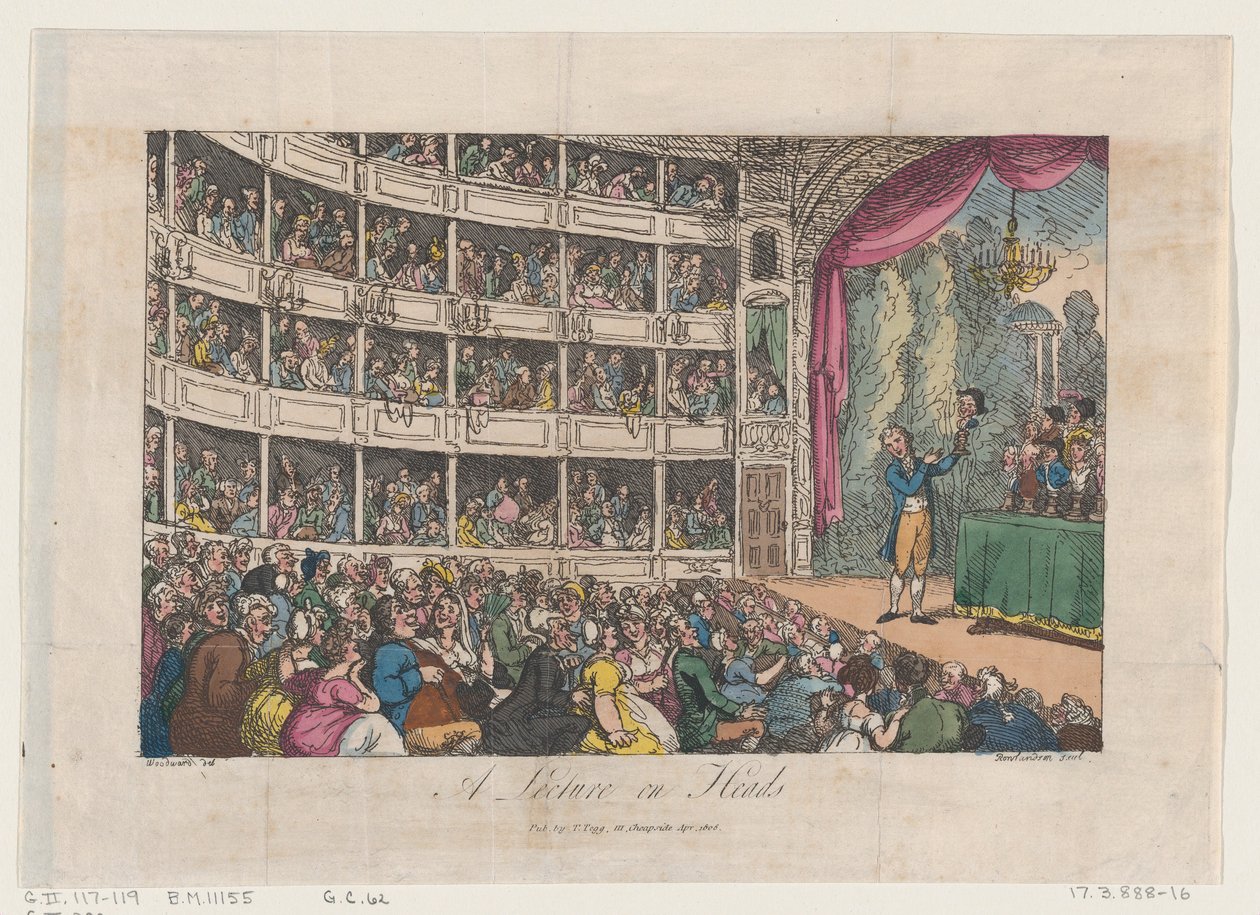 Frontispice, fra A Lecture on Heads af George Alexander Stevens, april 1808., april 1808. af Thomas Rowlandson