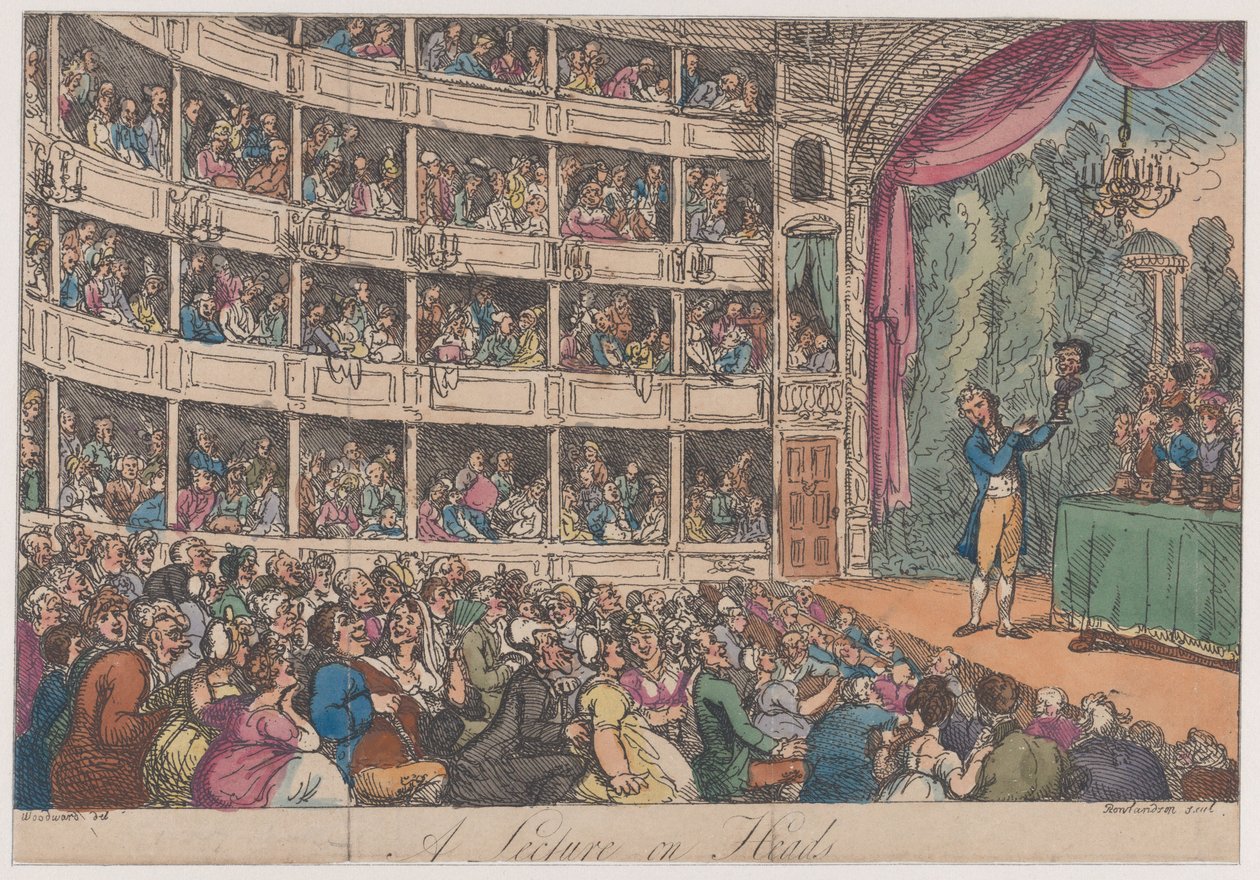Frontispiece, fra et foredrag på hoveder af George Alexander Stevens, april 1808., april 1808. af Thomas Rowlandson