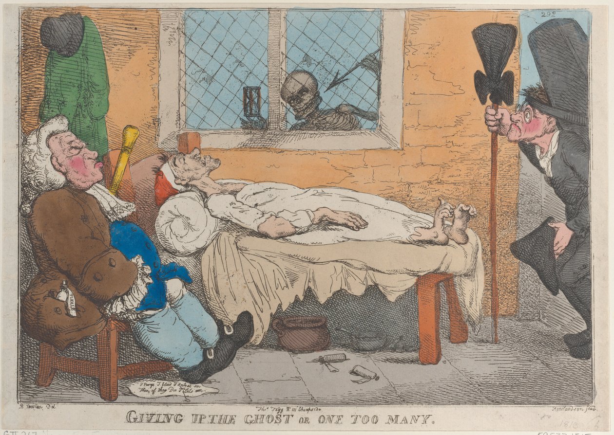 Giving Up the Ghost or One Too Many, 1813., 1813. af Thomas Rowlandson