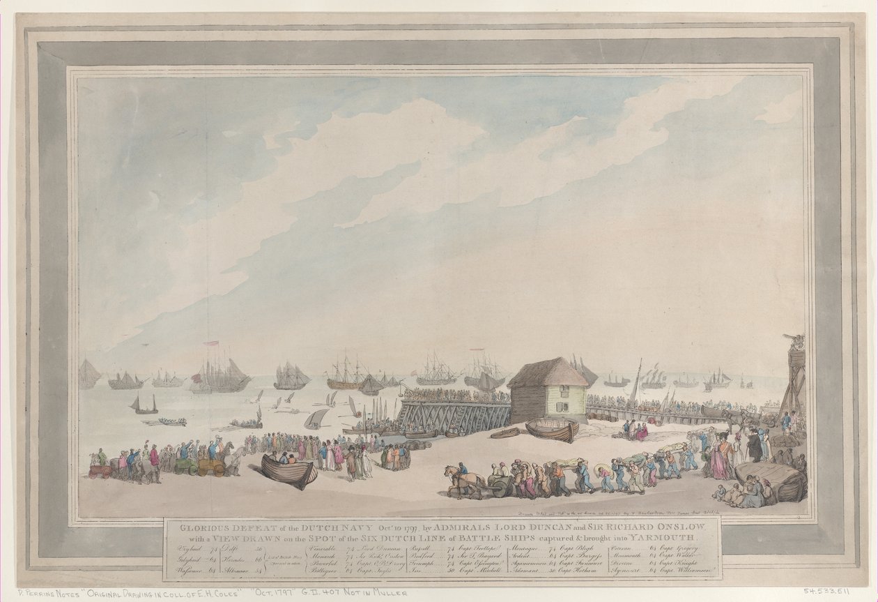 Glorværdigt nederlag for den hollandske flåde, 10. oktober 1797 af admiralerne Lord Duncan og ..., 22. oktober 1797. af Thomas Rowlandson