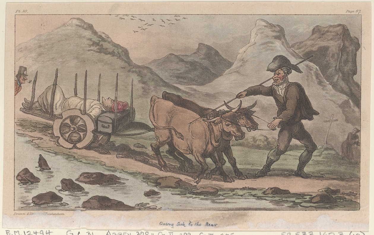 At blive syg i ryggen, fra The Military Adventures of Johnny Newcome, 1815., 1815. af Thomas Rowlandson