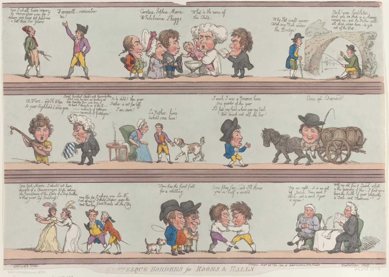 Groteske grænser til rum og sale, [20. oktober 1800], genoptryk., [20. oktober 1800], genoptryk. af Thomas Rowlandson
