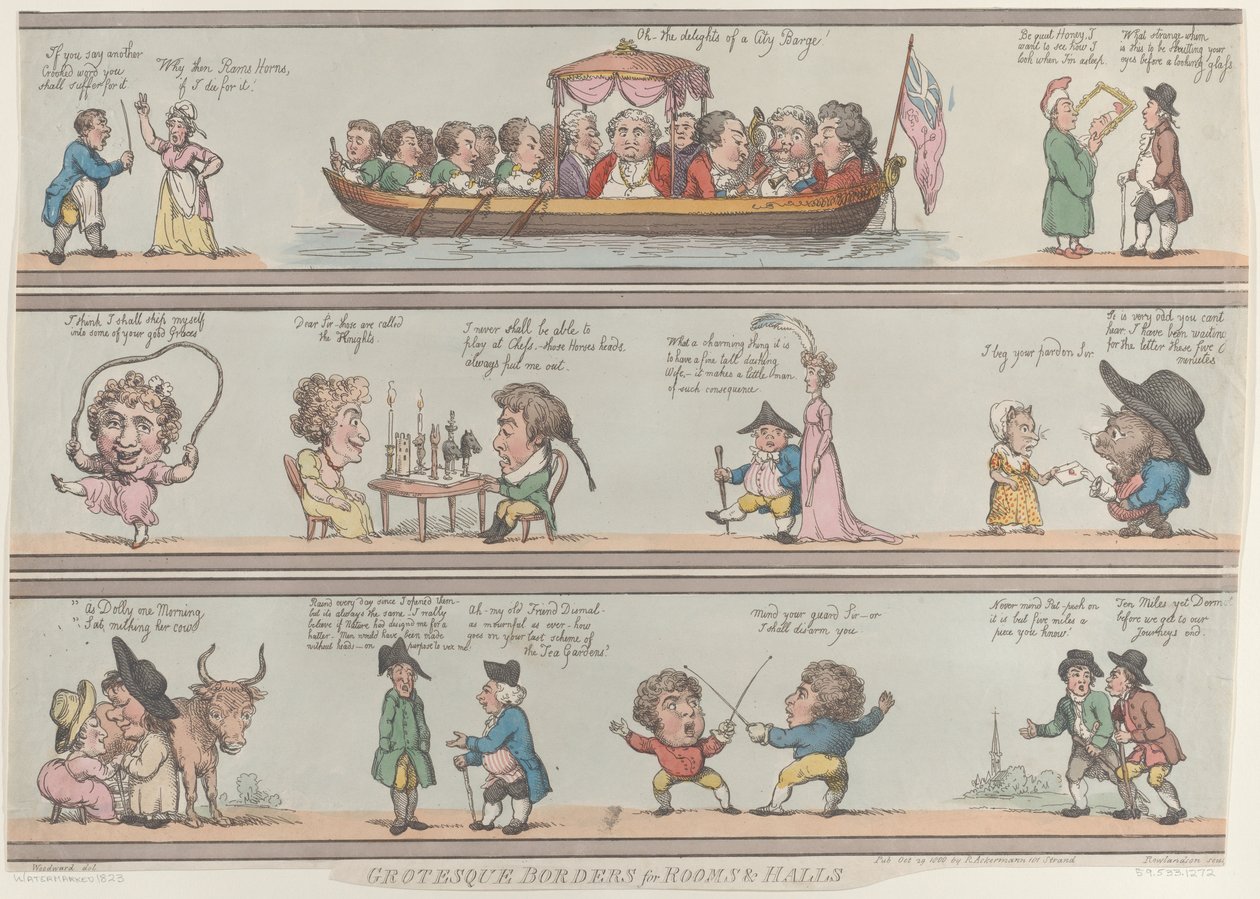 Groteske grænser for rum og sale, [29. oktober 1800], genoptryk., [29. oktober 1800], genoptryk. af Thomas Rowlandson