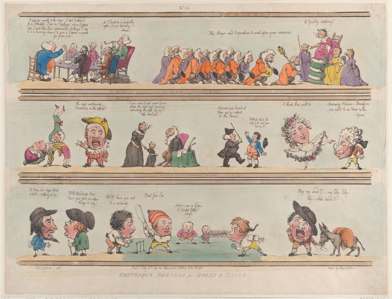 Groteske grænser til rum og haller, tavle 13, 1799., 1799. af Thomas Rowlandson