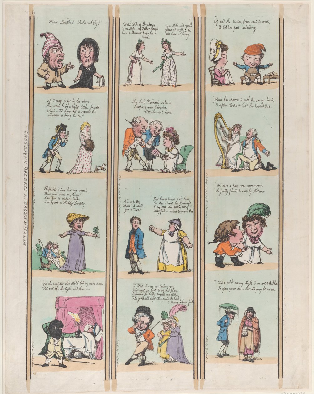 Groteske grænser til rum og sale, tavle 16, 1. august 1799., 1. august 1799. af Thomas Rowlandson