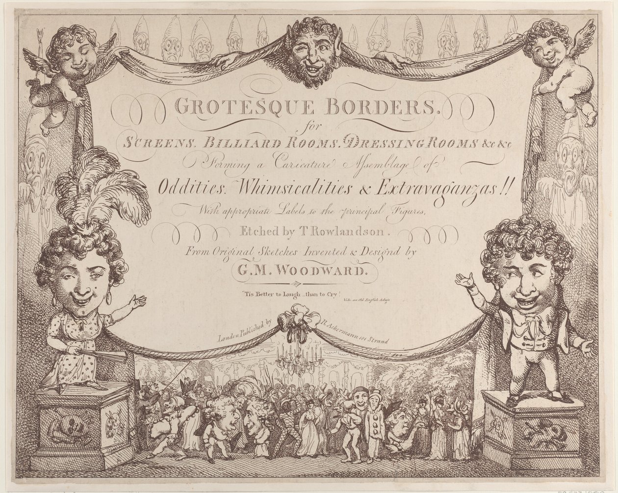 Groteske grænser til skærme, billardrum, omklædningsrum osv., 1799-1800., 1799-1800. af Thomas Rowlandson