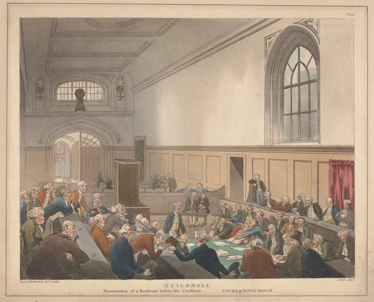 Guildhall Undersøgelse af en Konkurs foran hans Kreditorer af Thomas Rowlandson