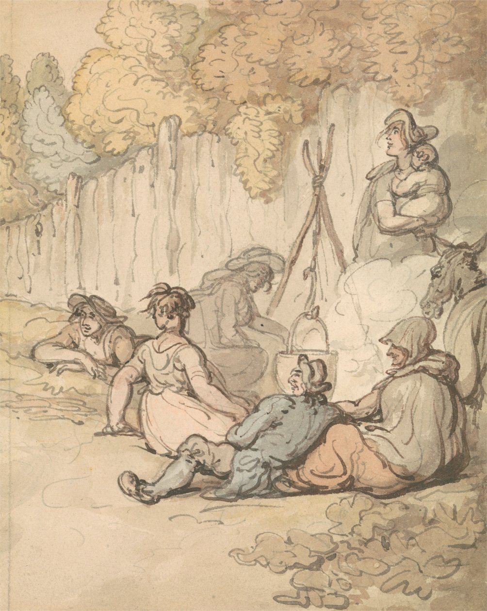 Sigøjnere, der laver mad over åben ild af Thomas Rowlandson