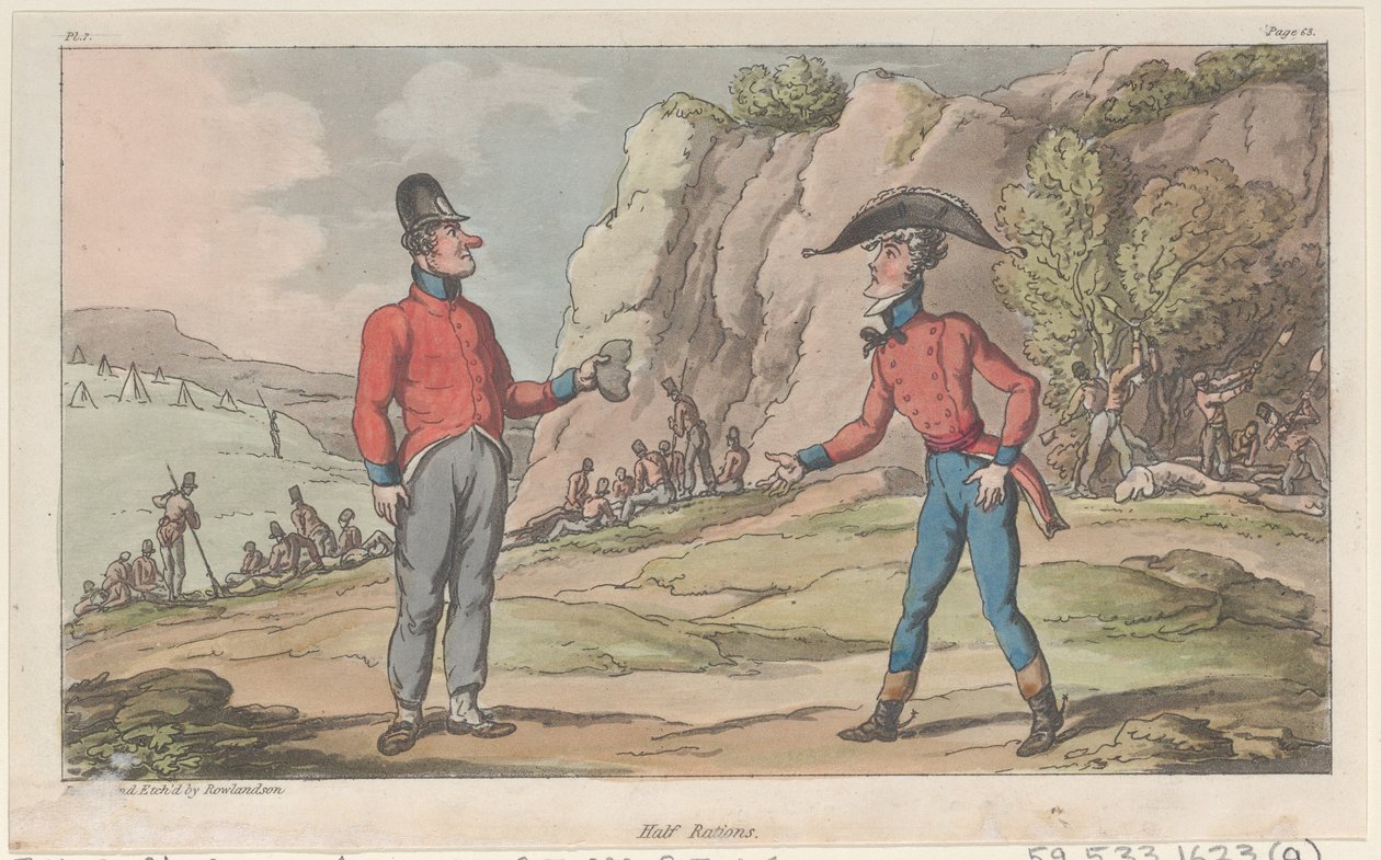 Half Rations, fra The Military Adventures of Johnny Newcome, 1815., 1815. af Thomas Rowlandson
