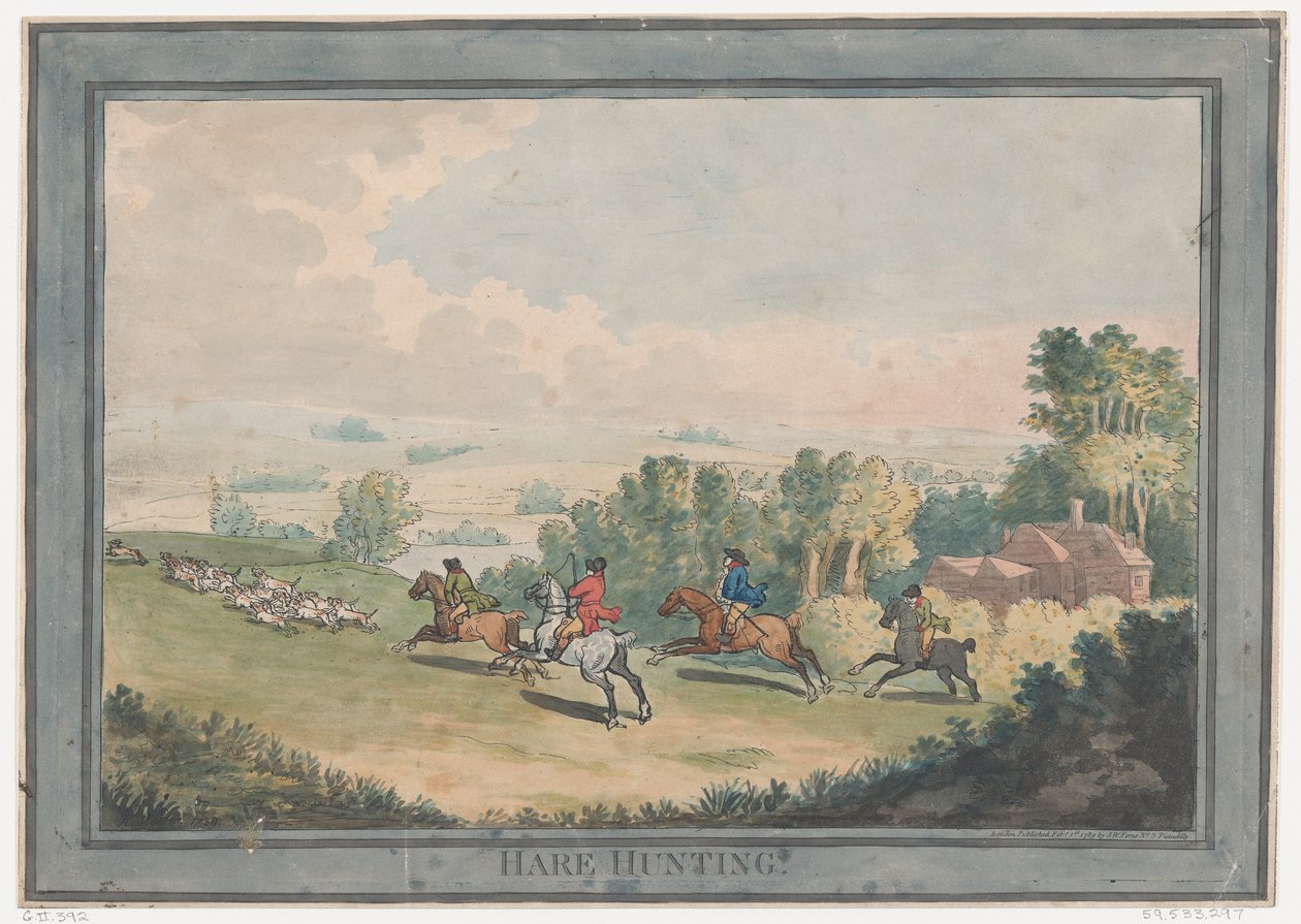 Harejagt, 1. februar 1789., 1. februar 1789. af Thomas Rowlandson