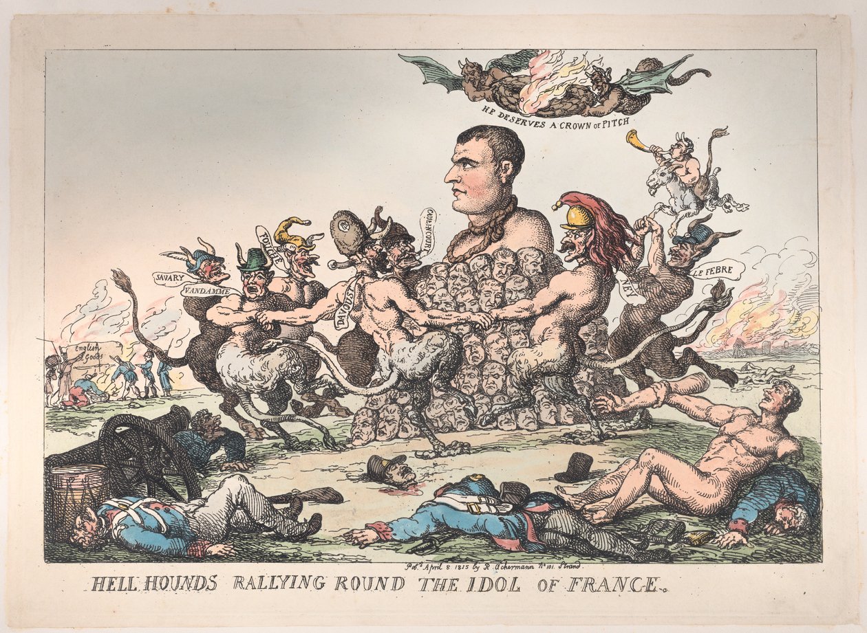 Helvedeshunde samles om Frankrigs idol, 8. april 1815., 8. april 1815. af Thomas Rowlandson