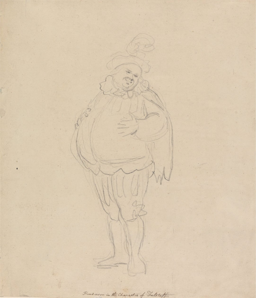 Henderson i rollen som Falstaff af Thomas Rowlandson