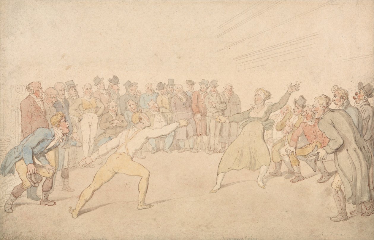Henry Angelo og Madame Cain – Fægtning af Thomas Rowlandson