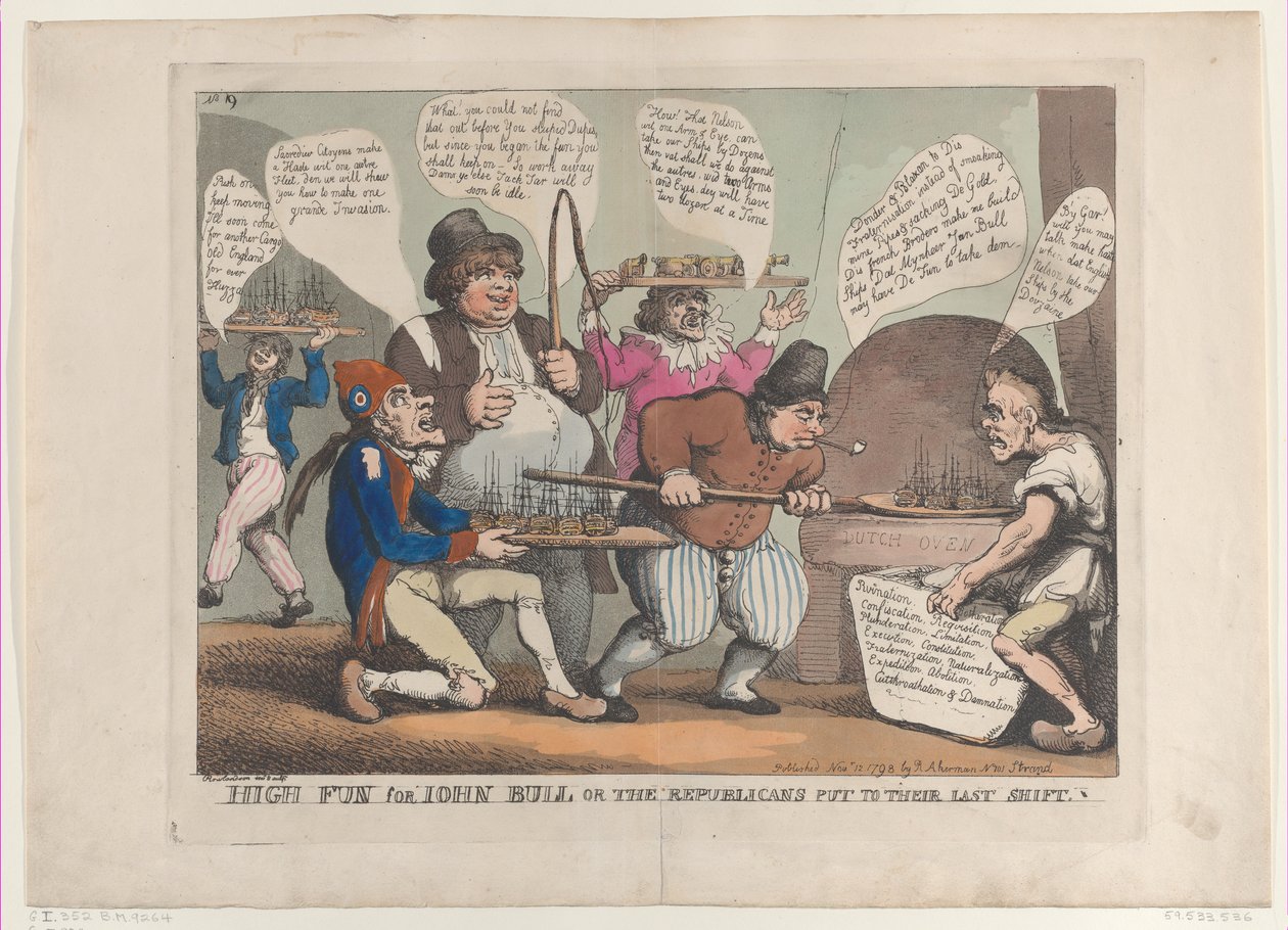 Meget sjov for John Bull, eller republikanerne sat til deres sidste skifte, november ..., 12. november 1798. af Thomas Rowlandson