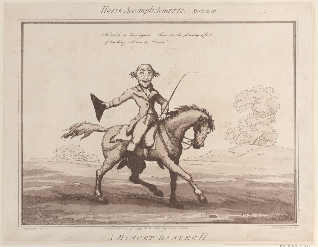 Horse Accomplishments, Skitse 10: A Menuet Dancer !!, 1. august 1799., 1. august 1799. af Thomas Rowlandson