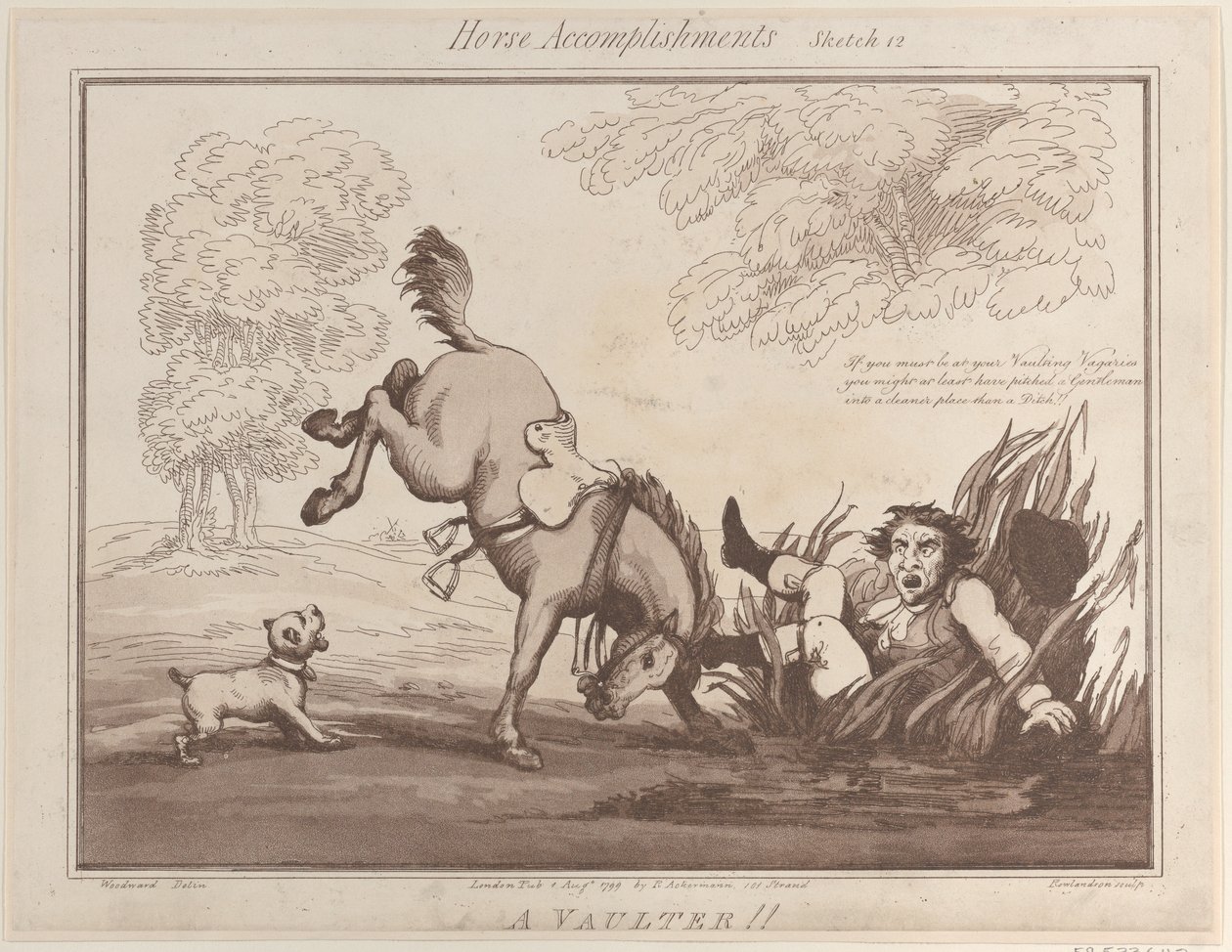Hestepræstationer, skitse 12: A Vaulter !!, 1. august 1799., 1. august 1799. af Thomas Rowlandson