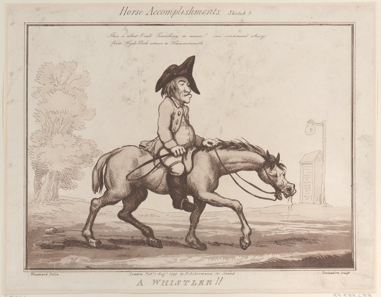 Hestepræstationer, skitse 3: A Whistler !!, 1. august 1799., 1. august 1799. af Thomas Rowlandson