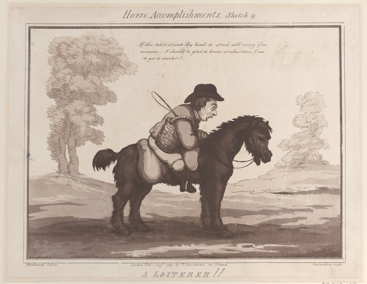 Hestepræstationer, skitse 9: A Loiterer !!, 1. august 1799., 1. august 1799. af Thomas Rowlandson