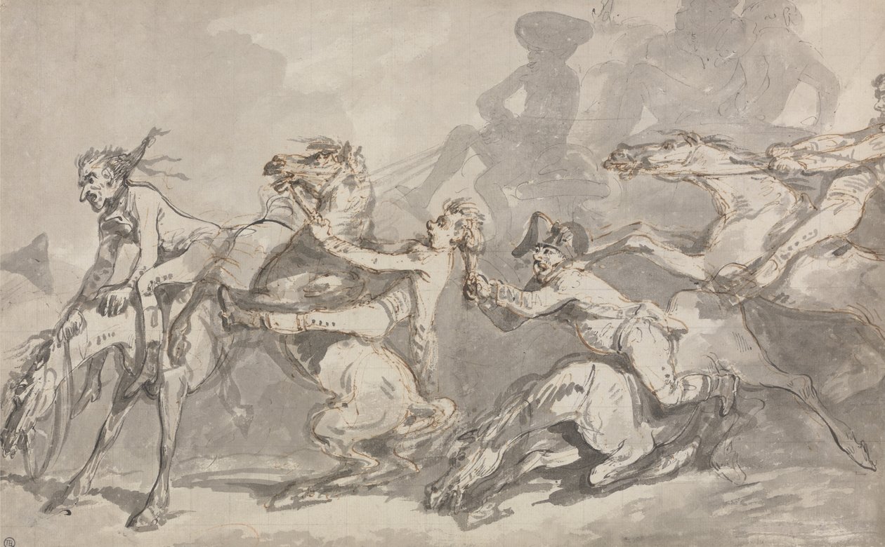 Ryttere i sammenstød af Thomas Rowlandson