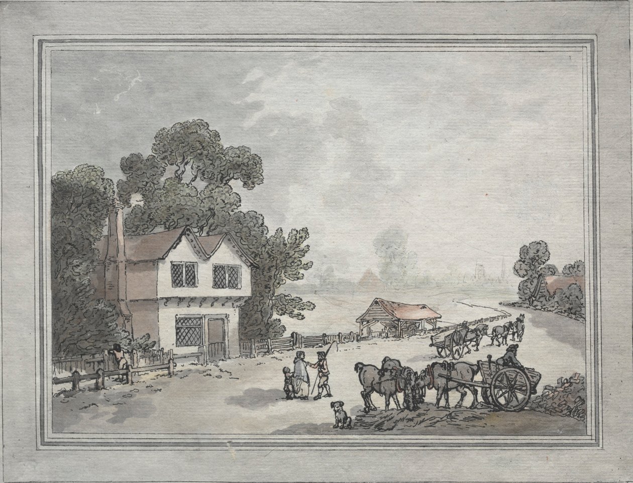 Heste og vogne på en landevej af Thomas Rowlandson