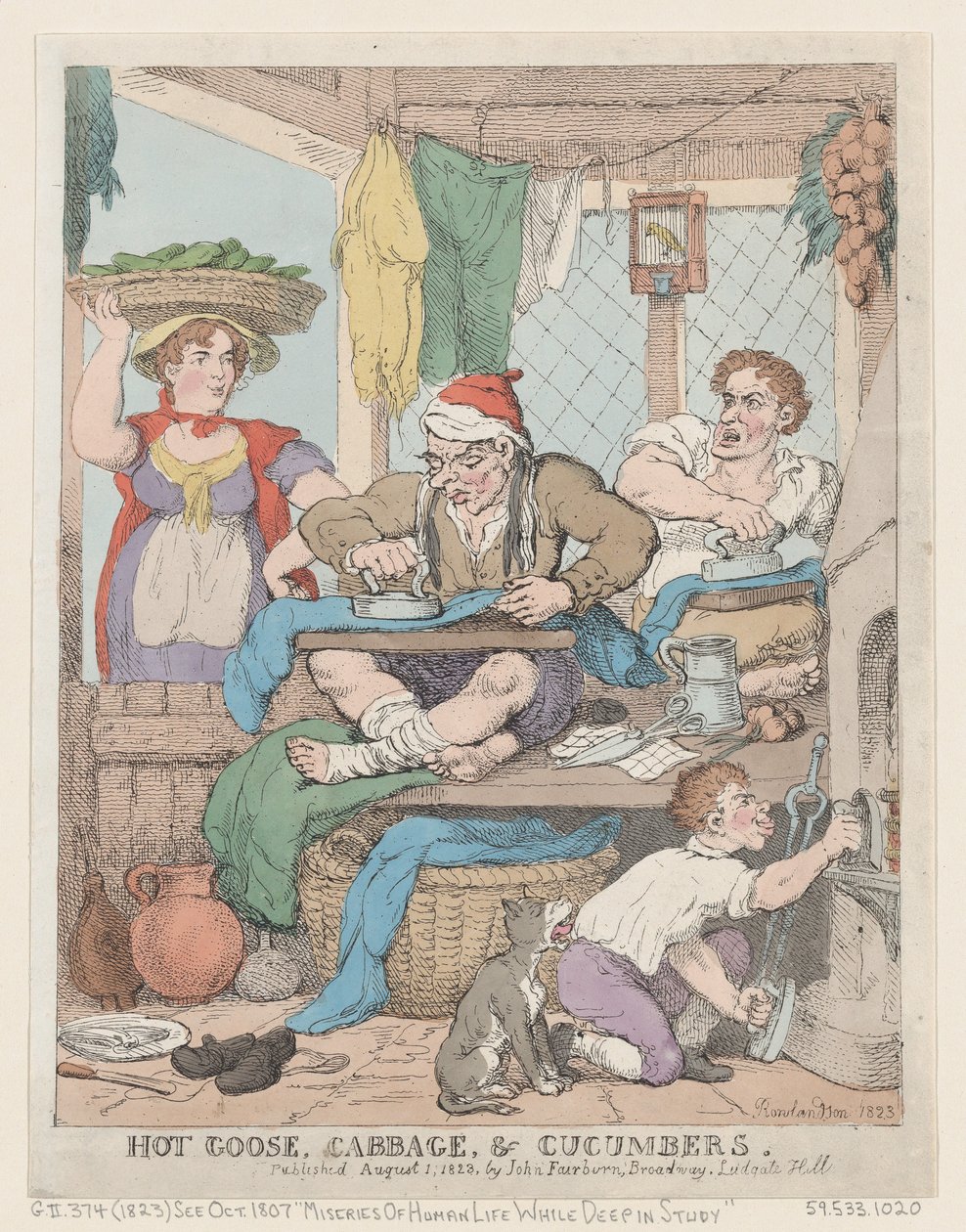 Varm gås, kål og agurker, 1823., 1823. af Thomas Rowlandson