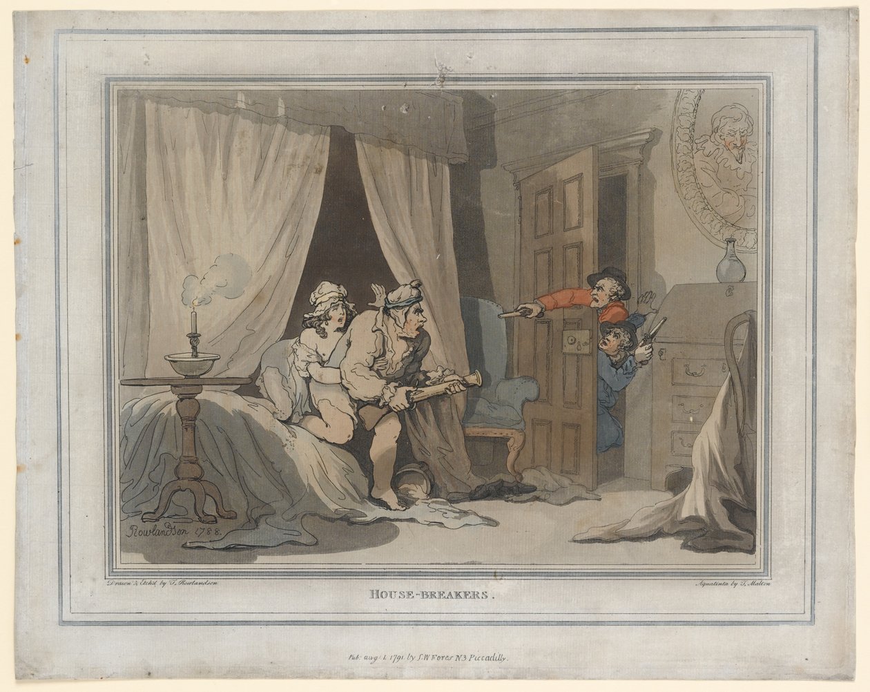 House Breakers, tryk lavet af Thomas Molten, 1791 (håndkoloreret gravering) af Thomas Rowlandson