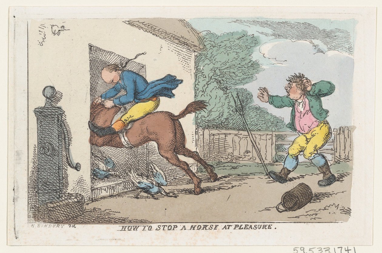 How to Stop a Horse at Pleasure, 1803., 1803. af Thomas Rowlandson