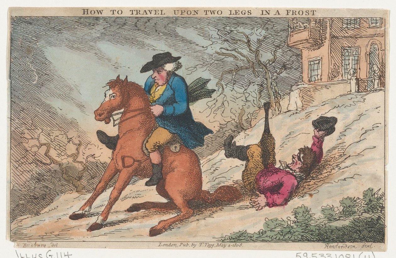 Hvordan man rejser på to ben i frost, 4. maj 1808., 4. maj 1808. af Thomas Rowlandson
