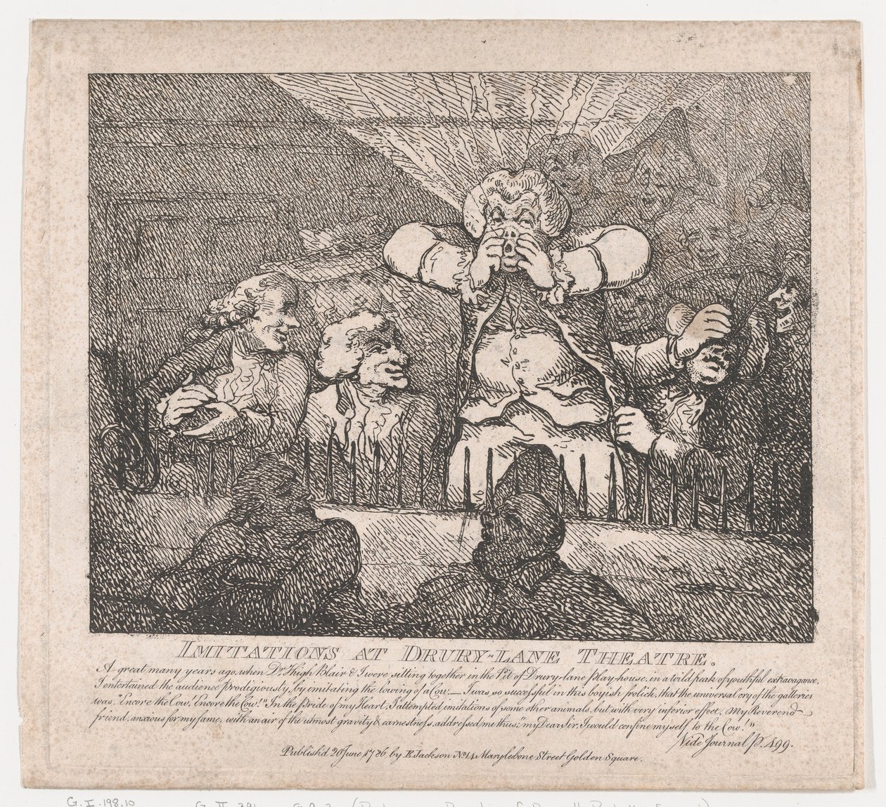 Imitationer på Drury-Lane Theatre Picturesque Beauties of Boswell, Part the Secon..., 20. juni 1786. af Thomas Rowlandson