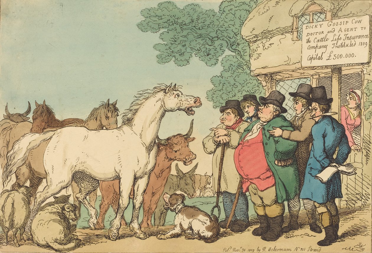 Forsikreligt kvæg, udgivet 1809. af Thomas Rowlandson