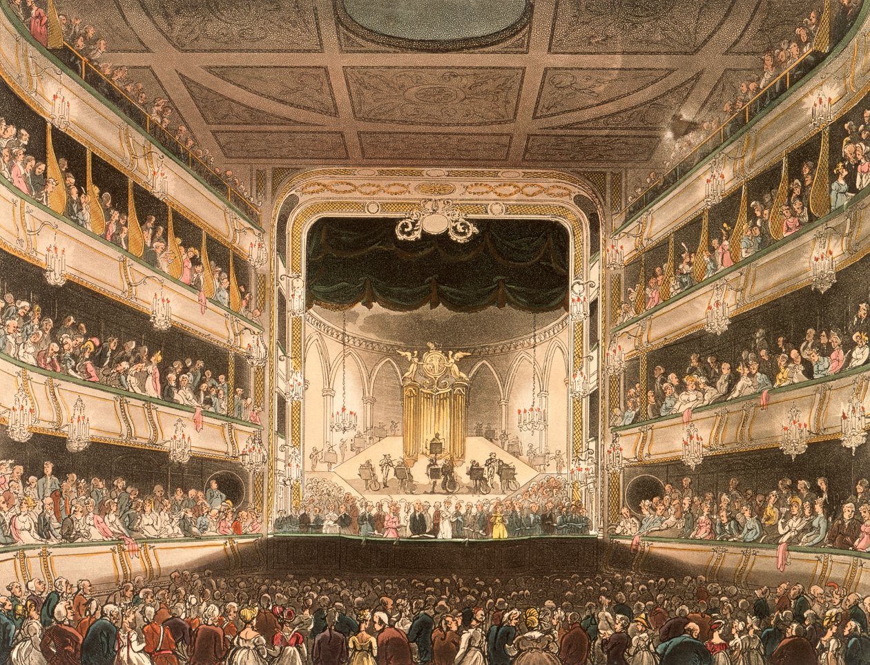 Interiør af Covent Garden Theatre, London, 1808 af Thomas Rowlandson