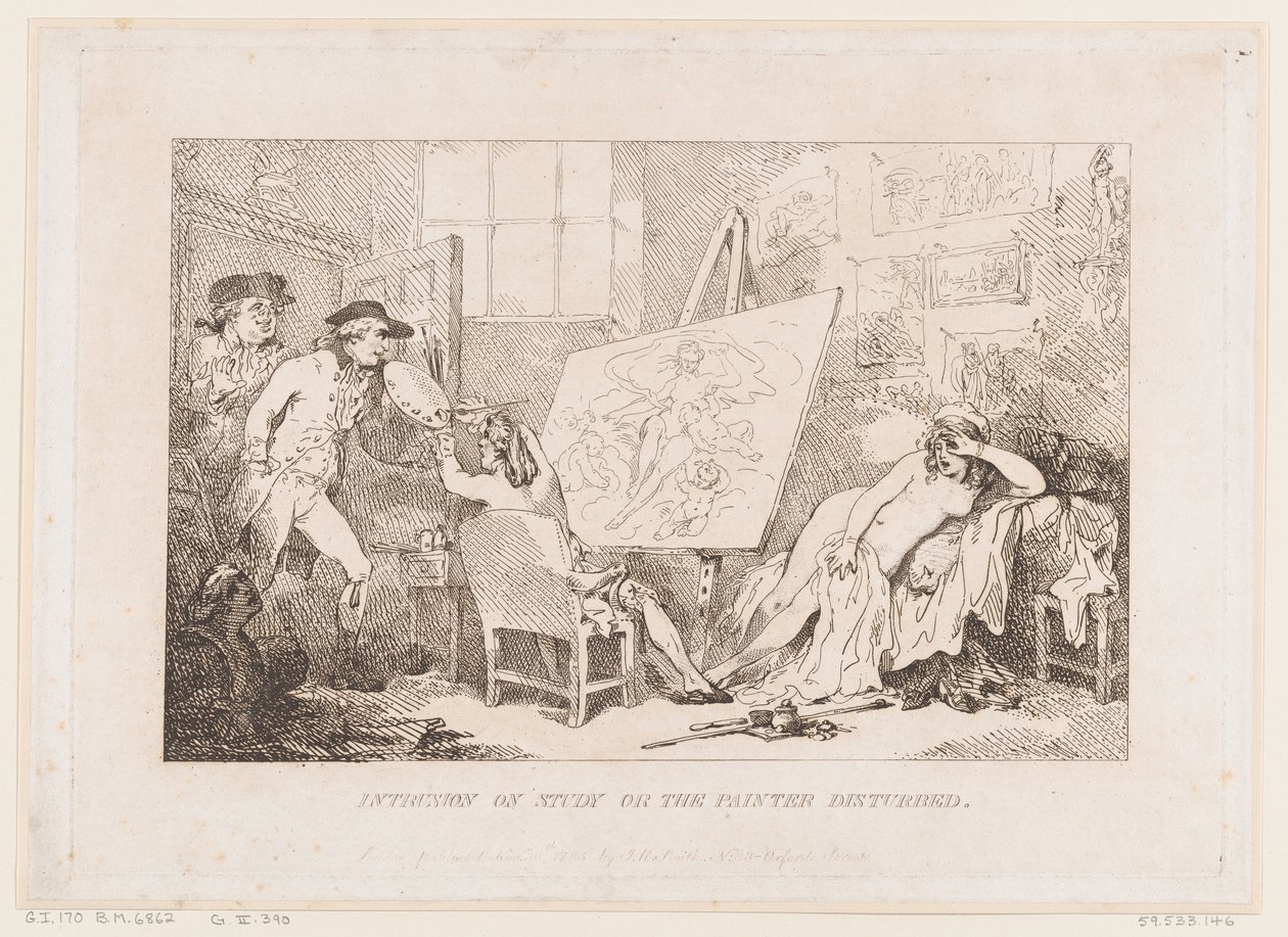 Forstyrrelse af arbejdet eller »Maleren, der blev forstyrret« af Thomas Rowlandson