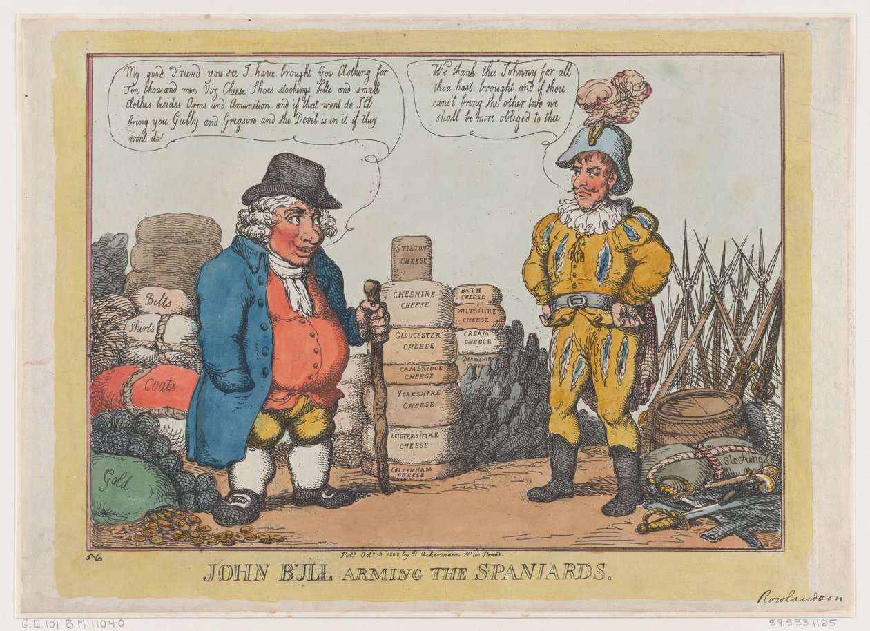 John Bull bevæbner spanierne, 3. oktober 1808., 3. oktober 1808. af Thomas Rowlandson